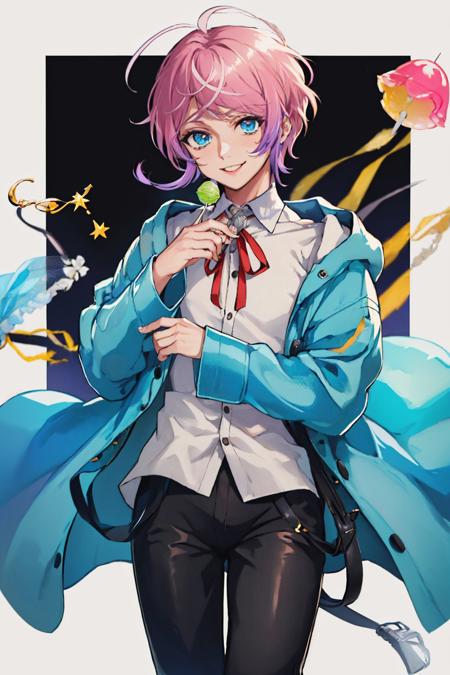 00037-3031883506-(masterpiece, best quality_1.2), , cowboy shot, solo, male focus, 1boy, amemura ramuda, smile, looking at viewer, holding lollip.jpg